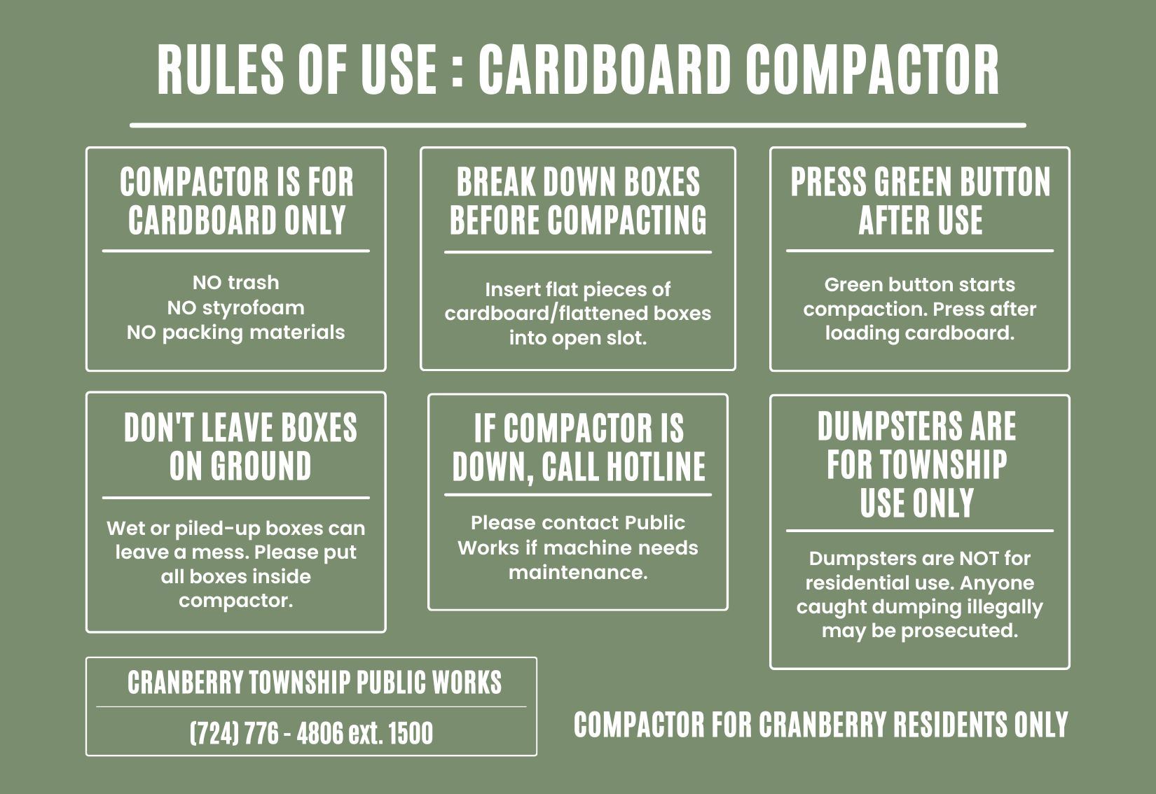 Cardboard Compactor Operation Rules