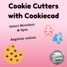 Flyer with images of 2 cookie cutters and a cookie